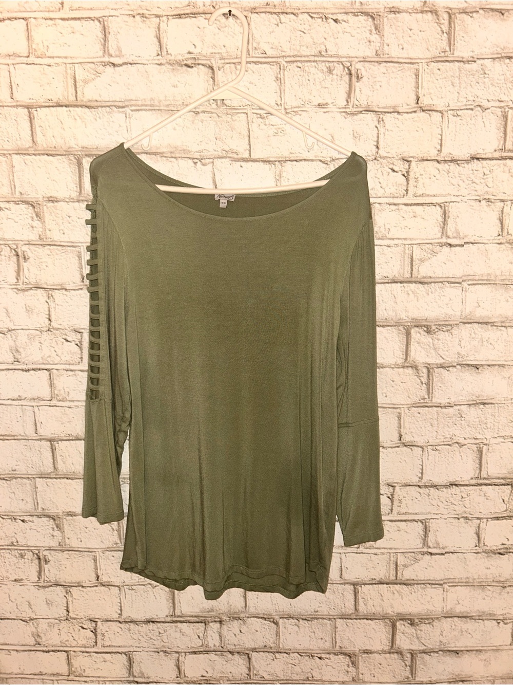 Kismet Olive Green Long Sleeve Ladder-Sleeve Top